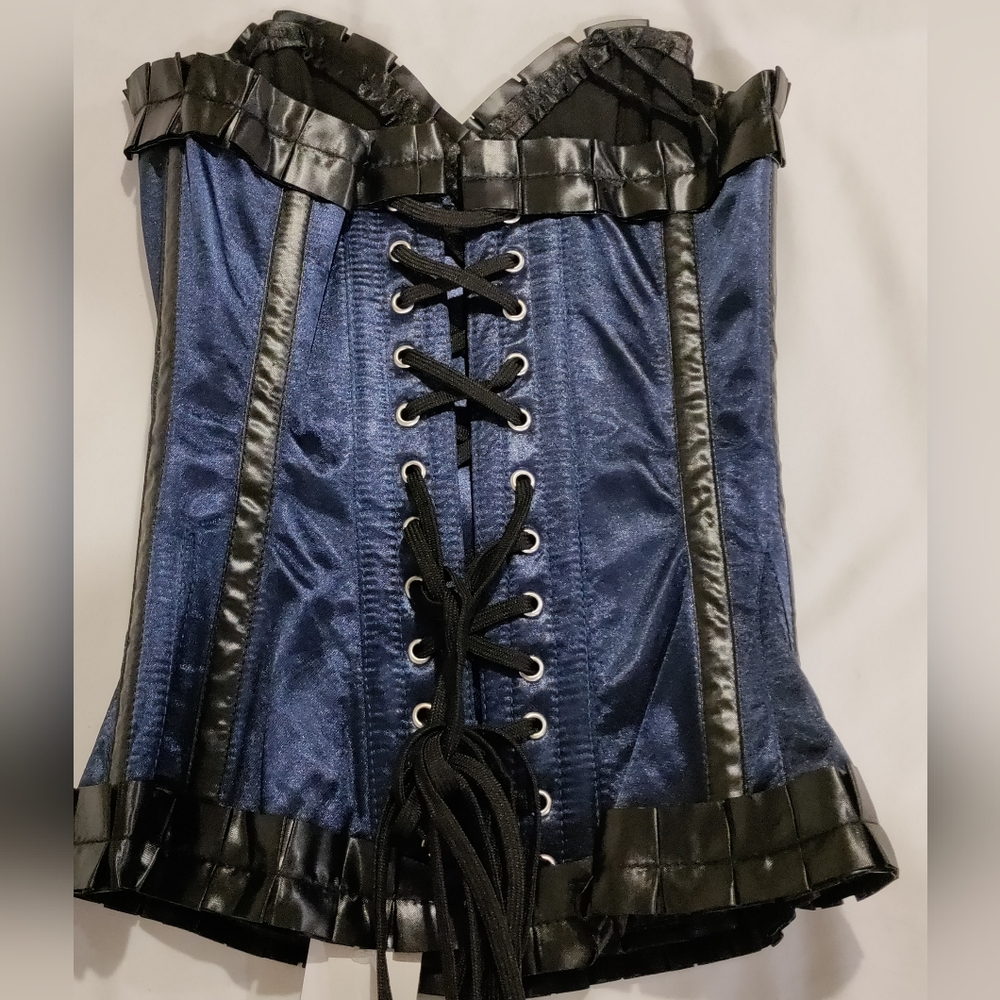 NWT Corsetdeal Size 22, Steel boned, Navy blue & Black Satin Corset